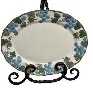 Metlox Poppytrail Serving Platter Plate Sculptured Grape 14" Oval Poppy Trail